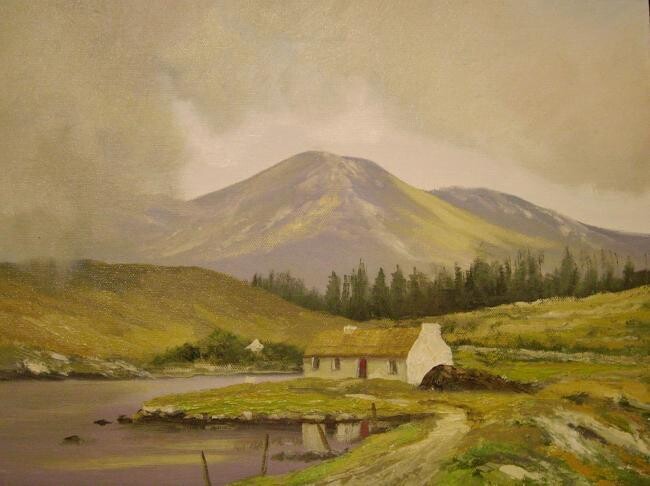 Pintura titulada "connemara cottage" por Cathal O Malley, Obra de arte original