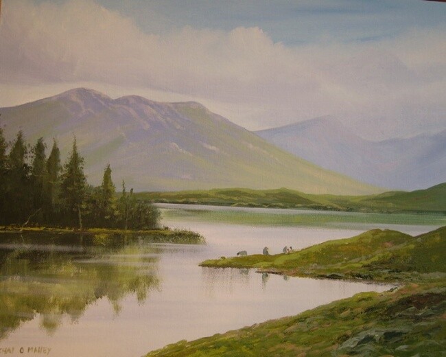 Pittura intitolato "lakeside trees" da Cathal O Malley, Opera d'arte originale