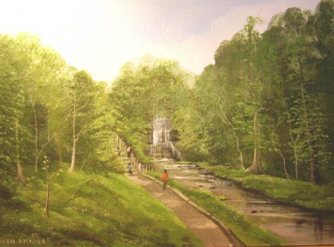 Painting titled "glencar waterfall,,…" by Cathal O Malley, Original Artwork