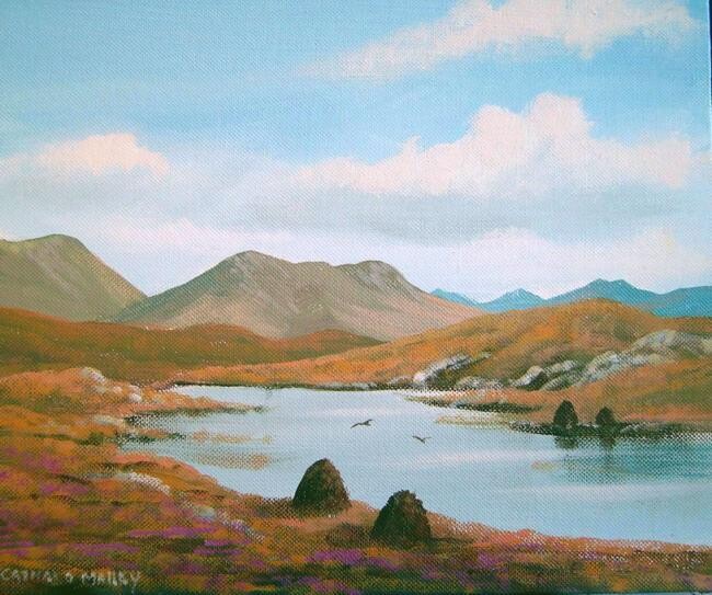 Painting titled "roundstone bogland" by Cathal O Malley, Original Artwork, Oil