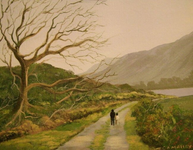 Painting titled "kylemore stroll" by Cathal O Malley, Original Artwork