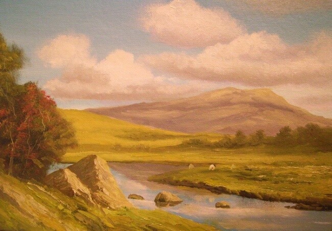 Pintura titulada "summer river" por Cathal O Malley, Obra de arte original