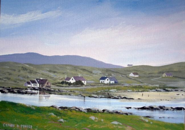 Painting titled "omey houses" by Cathal O Malley, Original Artwork