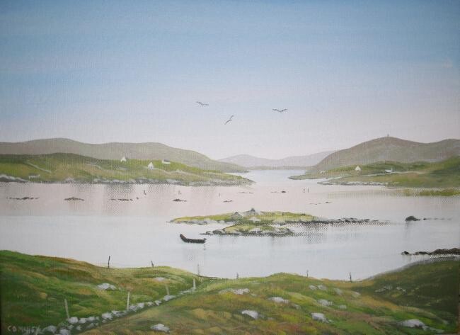 Malerei mit dem Titel "omey races strand" von Cathal O Malley, Original-Kunstwerk