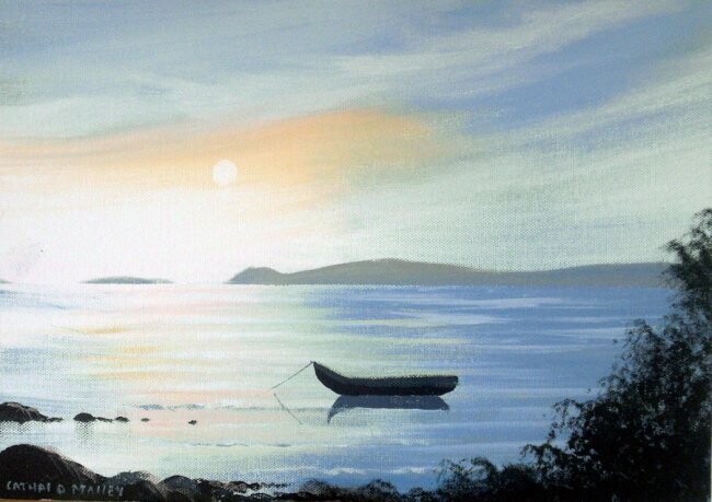 Peinture intitulée "inishbofin currach" par Cathal O Malley, Œuvre d'art originale