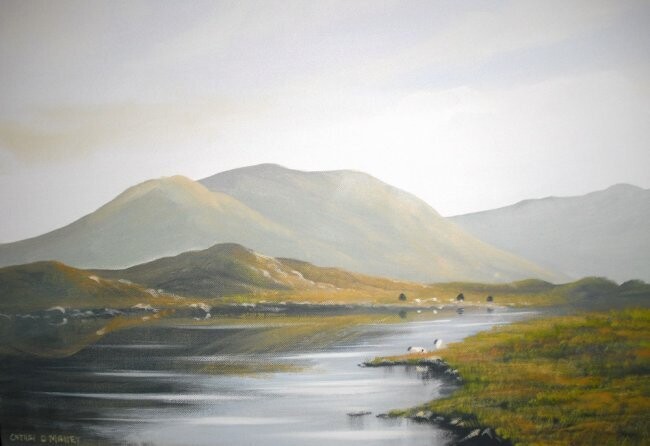 Painting titled "recess river 2010" by Cathal O Malley, Original Artwork