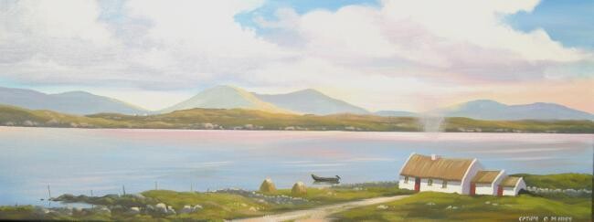 Malerei mit dem Titel "connemara cottage 2…" von Cathal O Malley, Original-Kunstwerk