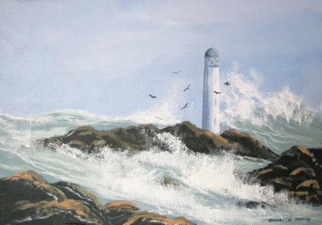 Pintura titulada "west coast lighthou…" por Cathal O Malley, Obra de arte original