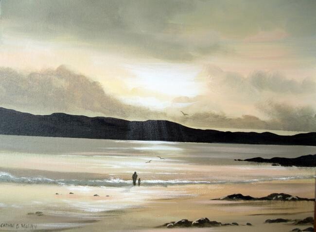 Painting titled "aughris beach" by Cathal O Malley, Original Artwork