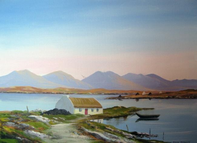 Malerei mit dem Titel "seaside cottage 2011" von Cathal O Malley, Original-Kunstwerk