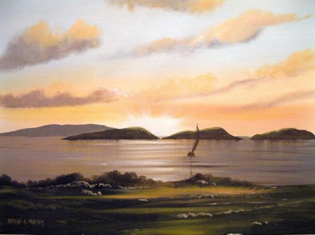 Painting titled "view of high island" by Cathal O Malley, Original Artwork