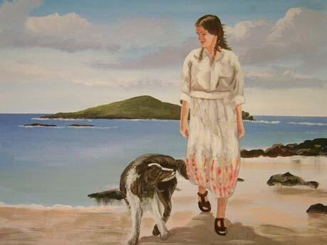 Painting titled "girl on a beach" by Cathal O Malley, Original Artwork