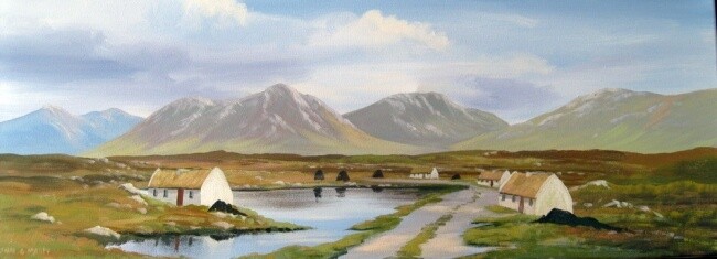Painting titled "recess cottages 2013" by Cathal O Malley, Original Artwork