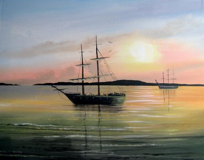 Malerei mit dem Titel "tall ships bantry c…" von Cathal O Malley, Original-Kunstwerk