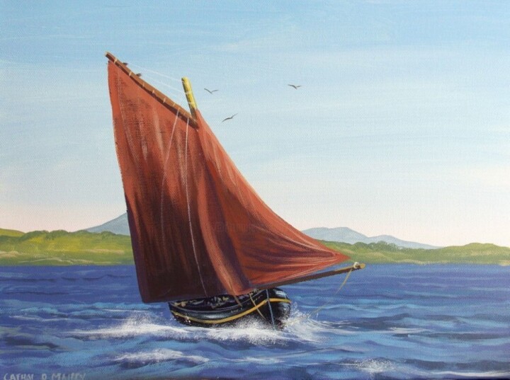 Painting titled "galway hooker may" by Cathal O Malley, Original Artwork