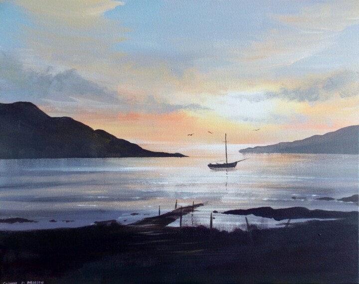 Painting titled "evening light killa…" by Cathal O Malley, Original Artwork