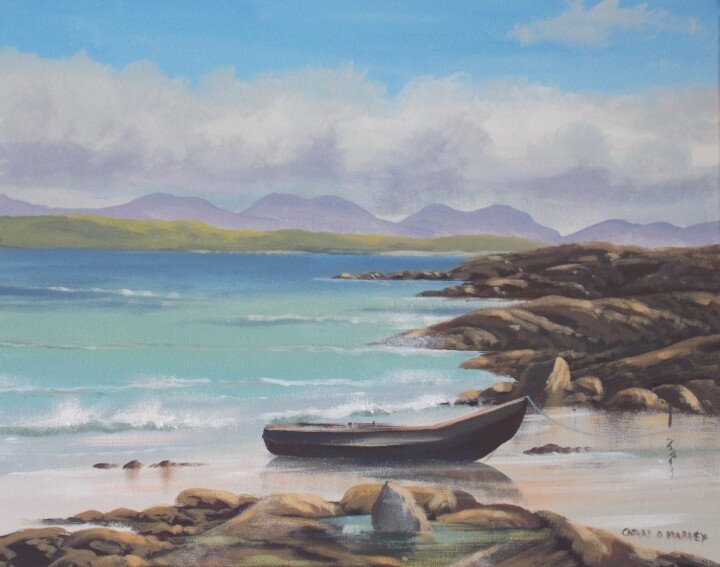 Painting titled "currach on mannin b…" by Cathal O Malley, Original Artwork