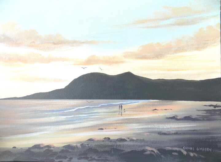 Peinture intitulée "cleggan-head-sunset…" par Cathal O Malley, Œuvre d'art originale