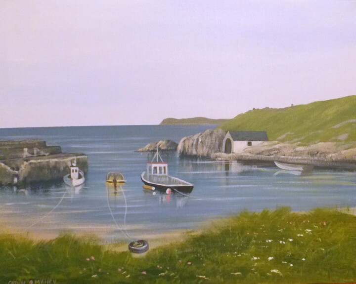 Malerei mit dem Titel "boat-scene.jpg" von Cathal O Malley, Original-Kunstwerk