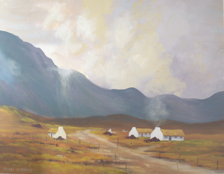 Malerei mit dem Titel "valley light  oct" von Cathal O Malley, Original-Kunstwerk