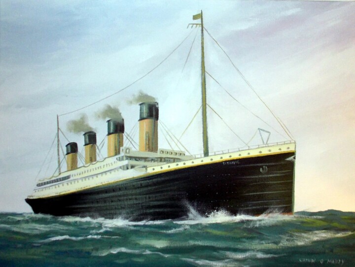 Painting titled "rms-titanic.jpg" by Cathal O Malley, Original Artwork, Oil
