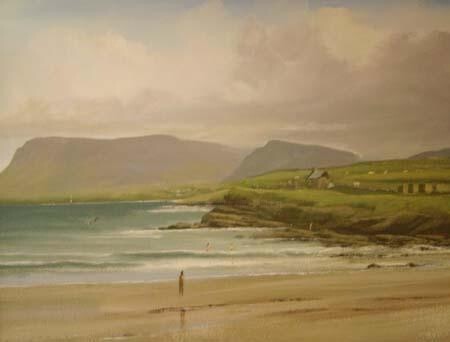 Painting titled "dunmoran beach,,co…" by Cathal O Malley, Original Artwork