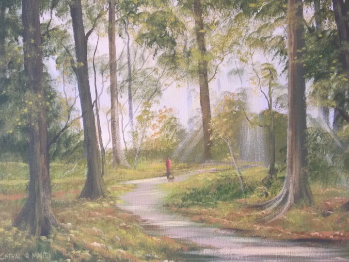 Painting titled "evening stroll" by Cathal O Malley, Original Artwork, Acrylic