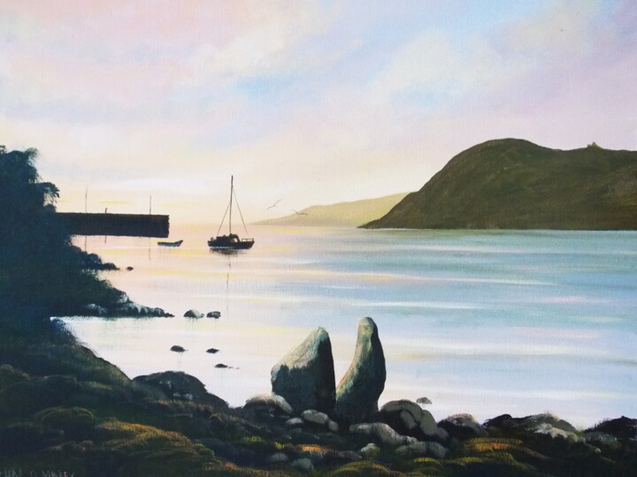 Painting titled "cleggan bay" by Cathal O Malley, Original Artwork, Acrylic