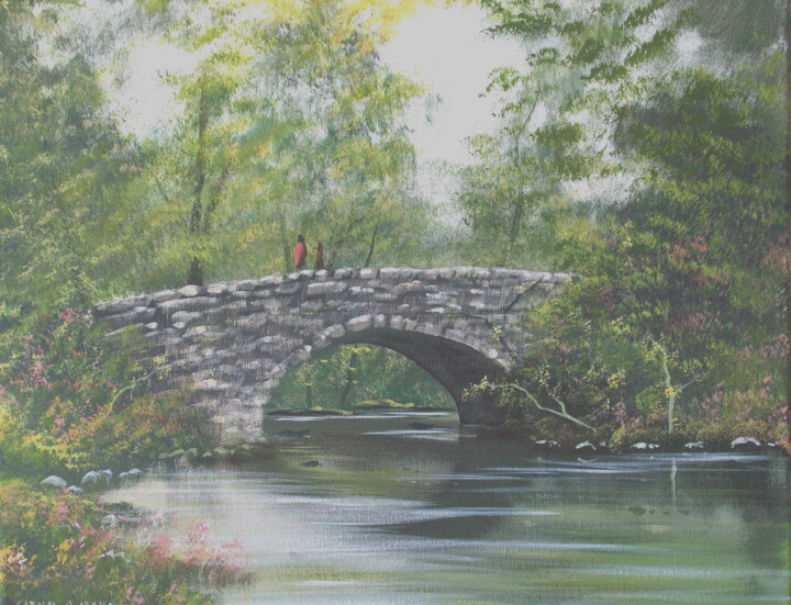 Painting titled "bridge in co clare" by Cathal O Malley, Original Artwork, Acrylic