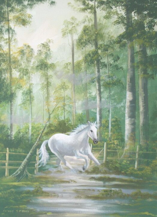 Painting titled "forest gallop" by Cathal O Malley, Original Artwork, Acrylic