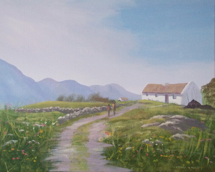 Pittura intitolato "connemara cottage" da Cathal O Malley, Opera d'arte originale