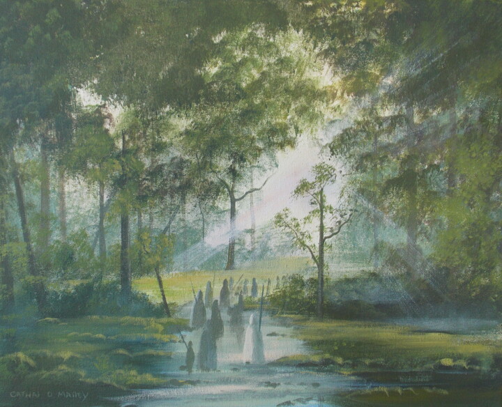 Painting titled "forest druids" by Cathal O Malley, Original Artwork, Acrylic