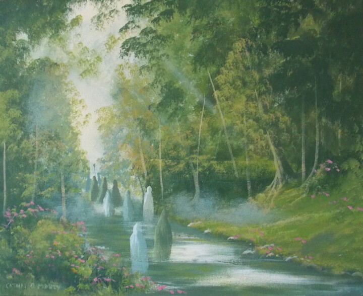 Painting titled "forest of the druid…" by Cathal O Malley, Original Artwork, Acrylic