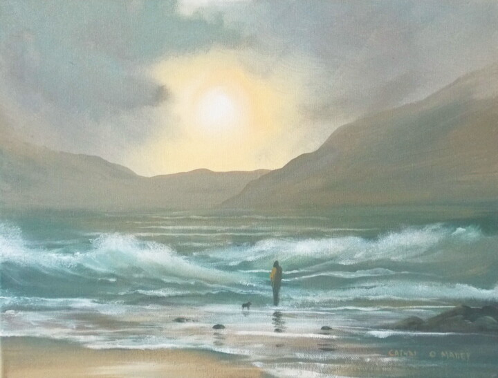 Painting titled "Achill waves" by Cathal O Malley, Original Artwork, Acrylic