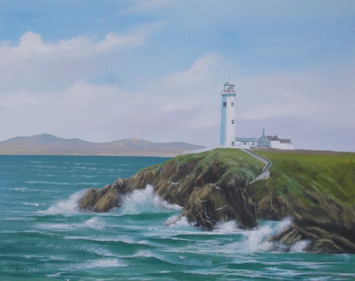 Malerei mit dem Titel "fanad-lighthouse" von Cathal O Malley, Original-Kunstwerk, Acryl