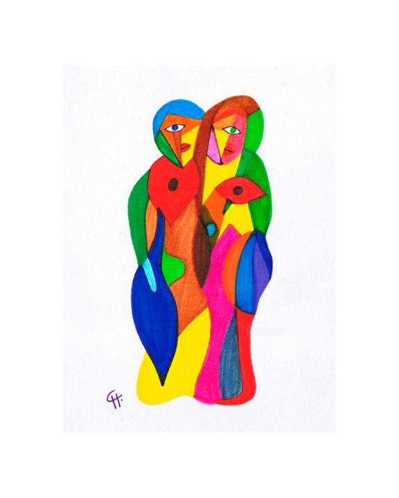 Dessin intitulée "L'union" par Cathart, Œuvre d'art originale, Encre
