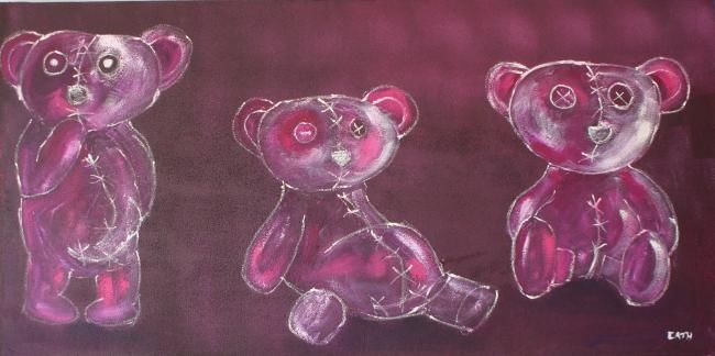 Peinture intitulée "trio d'oursons" par Cathbv, Œuvre d'art originale