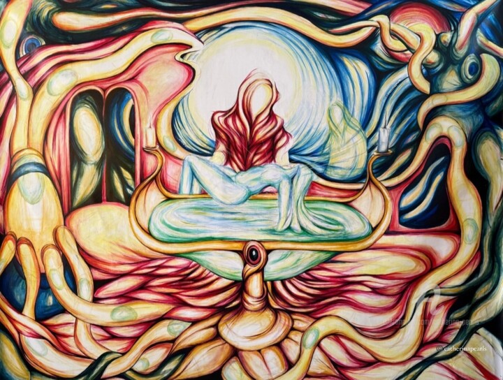 Peinture intitulée "”Shiva”" par Catherina Pearls, Œuvre d'art originale, Encre
