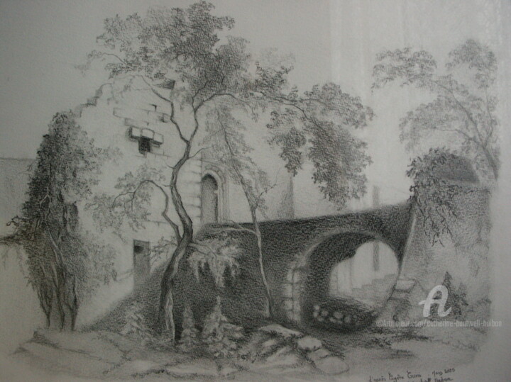 Drawing titled "" Paysage " d'après…" by Catherine Bantwell Huiban, Original Artwork, Pencil