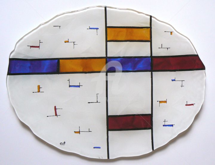 Design titled "Plat" by Catherine Bosser, Original Artwork, Stained glass painting