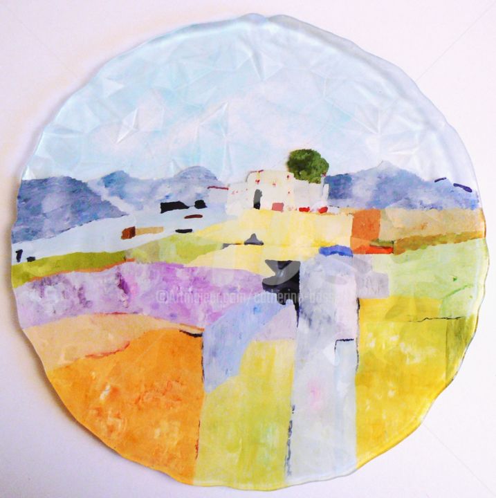Design titled "Plat "Paysage du Mi…" by Catherine Bosser, Original Artwork, Stained glass painting