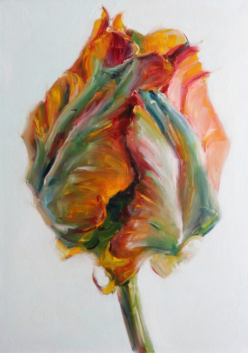 Картина под названием "Тюльпан parrot" - Катерина Брайко, Подлинное произведение искусства, Масло