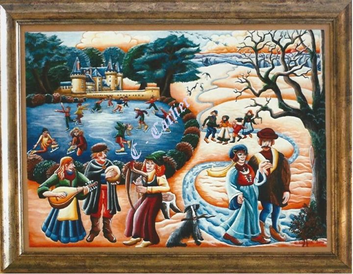 Pintura titulada "Paysage d'hiver :"L…" por Catherine  Carlier, Obra de arte original, Oleo