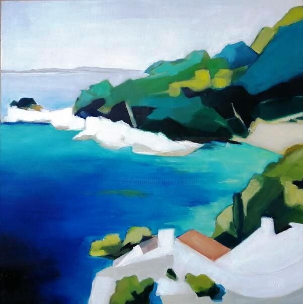 Painting titled "Cap Falcon/Toulon" by Catherine Cascio, Original Artwork, Oil