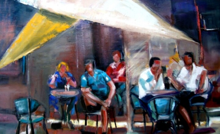 Painting titled "terrasse de café" by Catherine Cascio, Original Artwork