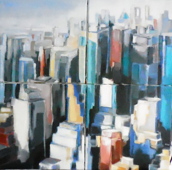 Картина под названием "ny-buildings.jpg" - Catherine Cascio, Подлинное произведение искусства, Масло