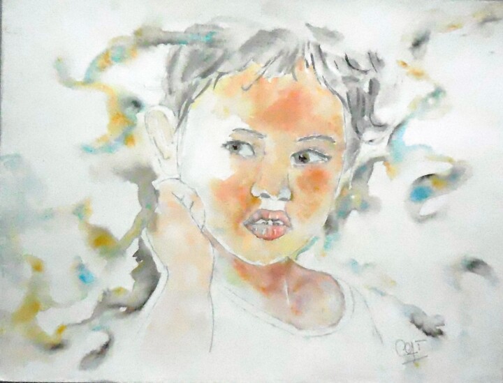 Painting titled ""Candeur"" by Catherine Cascio, Original Artwork, Watercolor