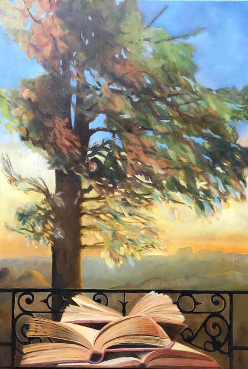 Peinture intitulée "Le Paysage Glisse d…" par Catherine Chesneau, Œuvre d'art originale, Huile Monté sur Châssis en bois
