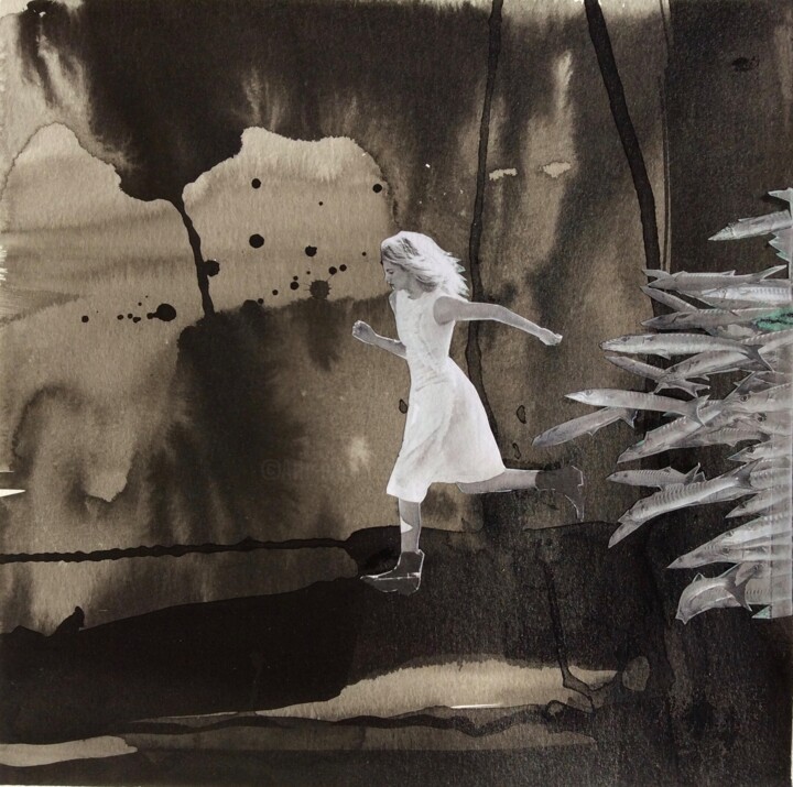 Collages intitulée "ALICE -2-" par Catherine Chesneau, Œuvre d'art originale, Collages
