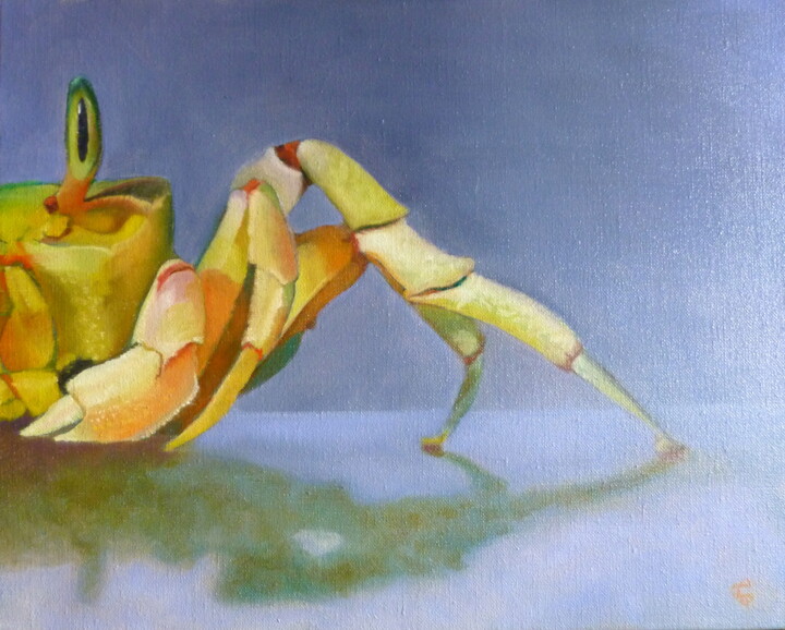 Painting titled "Crabe-Fantôme" by Catherine Chesneau, Original Artwork, Oil